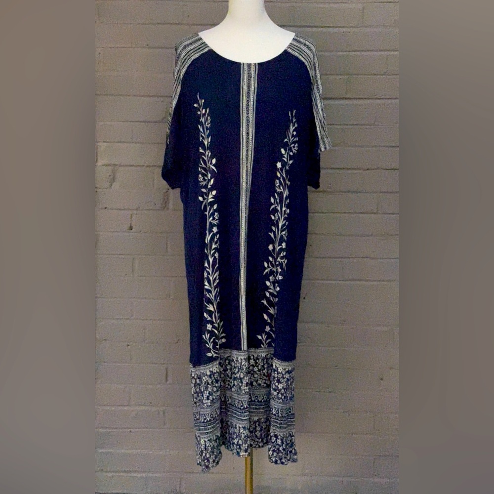 Lucky Brand navy print boho dress 3X ( runs small )